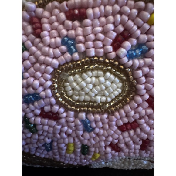 Rachel Zoe Beaded Donut Clutch Cream Gold Chain Crossbody Novelty Bag NEW